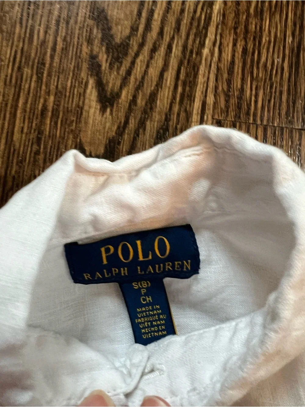 Ralph Lauren Boys' White Linen Button-Down Shirt with Blue Pony